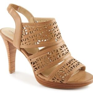 Adrienne Vittadini Laser Cut Out Leather Tan Heels